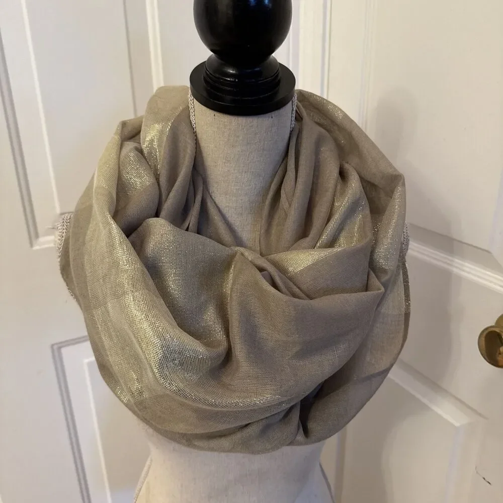 GOLD SHINY NEUTRAL unbranded Infinity Scarf
